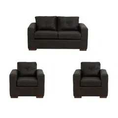 MUEBLES AMERICA - Living Franco 211 Cuero Auris Negro
