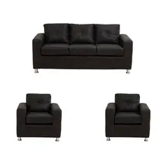 MUEBLES AMERICA - Living George 311 Cuero Auris Negro