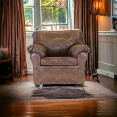 MUEBLES AMERICA - Sofá América 1 Cuerpo Cuero Sintético Caramelo