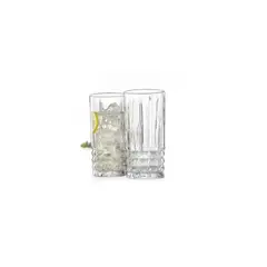 ALLEGRA - Set 6 Vasos Altos Premium Vidrio Grueso Tallado 380ml