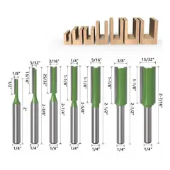 GENERICO - Fresa Madera Recta Vástago ¼ 7unidades Dif Medidas