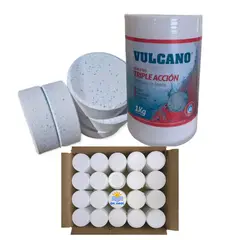 VULCANO - Cloro Triple Acción Pote 1kg Pack de 20 Unidades