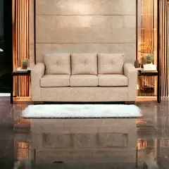 MUEBLES AMERICA - Sofá Franco 3 Cuerpos Cuero Auris Beige