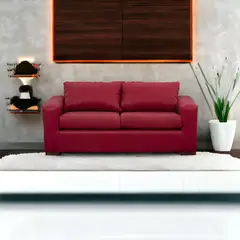 MUEBLES AMERICA - Sofá Neo 3 Cuerpos Cuero Auris Burdeo