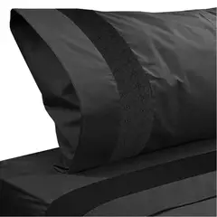 VICTORIANAS - Juego De Sabanas King Dark Hilado Bordado Negro 200 Hilos