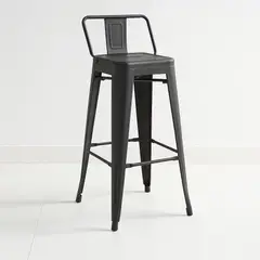 KLIK - Taburete Tolix Acero con Respaldo para Bar o Terraza - Negro