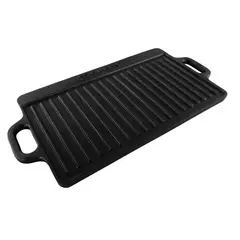 GENERICO - Plancha Churrasquera De Hierro Fundido 2 En 1 - 45x22x1.5cm
