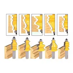 GENERICO - Fresa Madera Moldura Zócalo Marcos Vástago ½ Set 5 Pcs