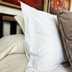 CASA CECILIA - Funda de Almohada 50X70 Blanca Modelo Puntos