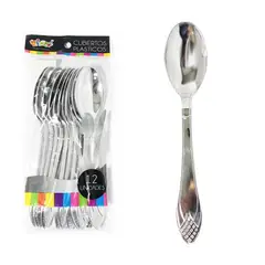 GENERICO - Set 12 cucharas plásticas plateadas…