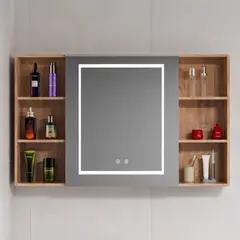 DOMSA - Botiquin Espejo LED Antiempañante MMR-100 Wood 98x80x14cm