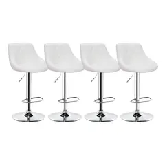 GLOBAL LATIN GROUP - Pack 4 Sillas Piso Bar Giratorias Altura Regulable con Respaldo - Blanco