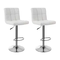 GLOBAL LATIN GROUP - Pack 2 Sillas Taburete Bar Ajustable 60-80cm con Respaldo - Blanco