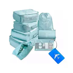 GENERICO - Set 9 Bolsas Organizadoras De Maletas Impermeable Celeste