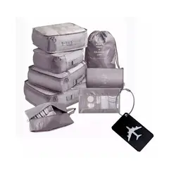 GENERICO - Set 9 Bolsas Organizadoras De Maletas Impermeable Gris