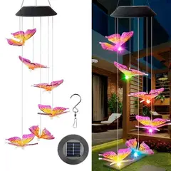 GENERICO - Campana De Viento De Luz Led Solar- Móvil De Espiral Mariposa