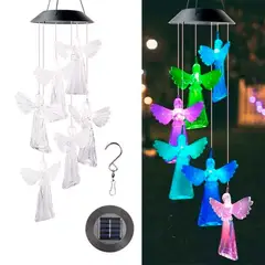 GENERICO - Campana De Viento De Luz Led Solar- Móvil De Espiral Angel