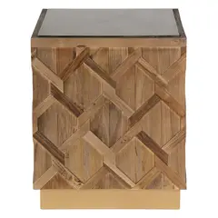 MEYA MUEBLES - Mesa Lateral Petra madera y marmol 60x50x50