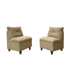 SOFAS HOME - PAR BUTACAS MATEO CHENILLE BEIGE PATA MADERA 1C
