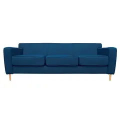 SOFAS HOME - SOFA LILEN CHENILLE TIPO LINO AZUL 3 CUERPOS