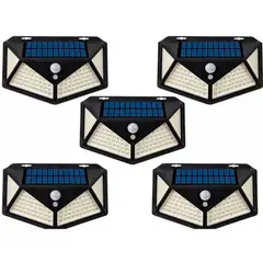 ESHOPANGIE - Pack 5 Lampara Solar 100 Led Exterior Sensor De Movimiento