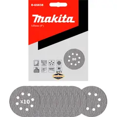 MAKITA - 10 Discos Lija Velcro 125mm (5'') Grano 80 D-65838