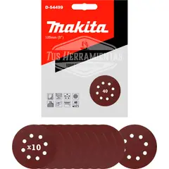 MAKITA - 10 Discos Lija Con Velcro 125mm (5) Grano 40 D-54499