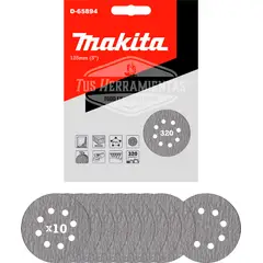 MAKITA - 10 Discos Lija Velcro 125mm (5'') Grano 320 D-65894