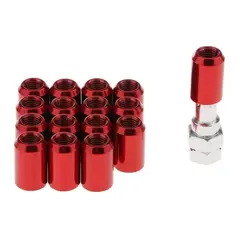 GENERICO - X16 Tuercas De Seguridad Llanta + Llave Allen 12x1.5 ROJO