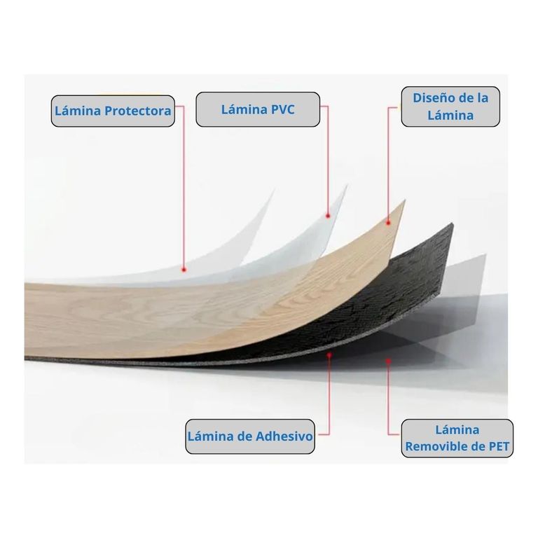 Piso Vinilico Adhesivo 1,5mm 5m2 Simil Madera 91,4x15,2 cm