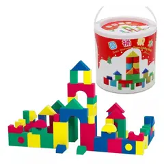 GENERICO - Cubo construcción Madera colores Didáctico con Balde 40pcs