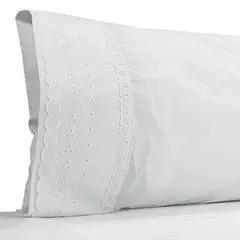 VICTORIANAS - Juego De Sabanas 1 Plaza Broderie Clasico Blanco 200 Hilos