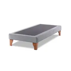 DULCES SUEÑOS - Base De Cama Europea Gris Claro Lino 1 Plaza 90X190