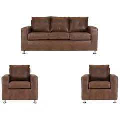 MUEBLES AMERICA - Living George 311 Cuero PU Caramelo