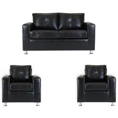 MUEBLES AMERICA - Living George 211 Cuero PU Negro