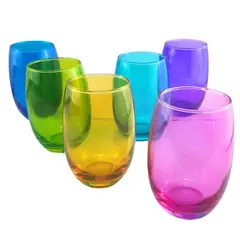CRISTAR - Pack 12 Vasos Vidrio Altos Mikonos Full Color 460ml Cristar.