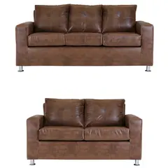 MUEBLES AMERICA - Living George 32 Cuero PU Caramelo