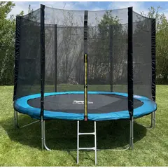 DINO CARS CHILE - CAMA ELASTICA DE 3,05 MTS DE DIAMETRO CON RED LATERAL + ESCALERA (VERDE)