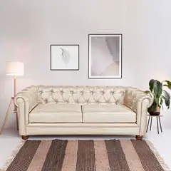 LATAM HOME - Sofá Florencia Capitoné 3 Cuerpos Beige