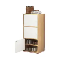 GENERICO - Organizador De Zapatos Gabinete 3 Puertas Color Arce Con Blanco