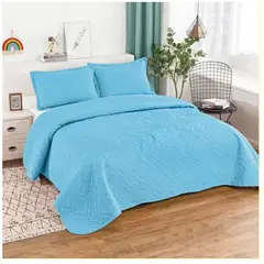 GENERICO - Cubrecama Quilt Verano 1,5 Plazas Celeste…