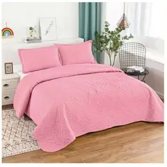 GENERICO - Cubrecama Quilt Verano 1,5 Plazas Rosado…