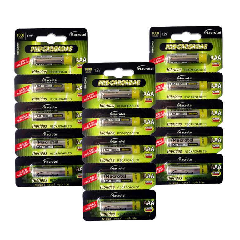 Pack 15 Pilas Recargables Híbridas Aaa 1000mah