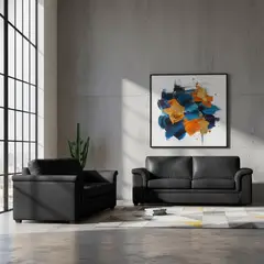 LATAM HOME - Sofá Living Ancona 3 Cuerpos + 2 Cuerpos PU Grano Negro
