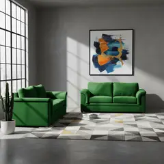 LATAM HOME - Sofá Living Ancona 3 Cuerpos + 2 Cuerpos Tela Velvet Verde