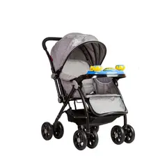 BEBESTAR - Coche cuna con cambio de manillar con juguete musical grey_