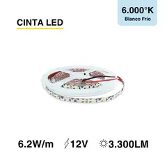 DEMASLED - Cinta Led Zig Zag Smd 2835 Blanco 12v 6.2 W/m 60 Leds/m 5m