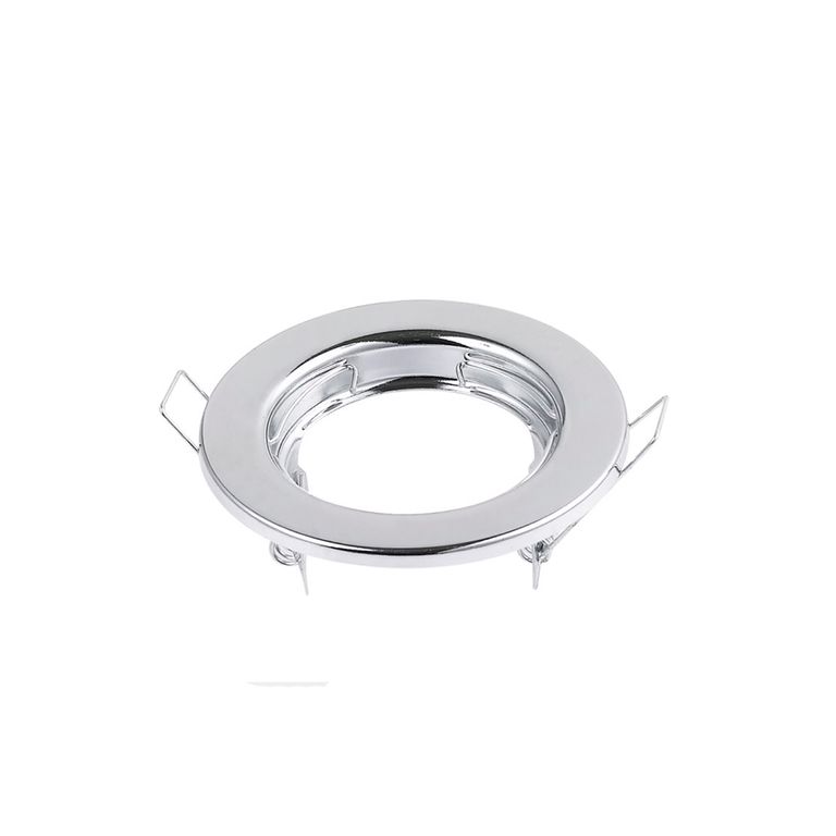Aro Empotrable Fijo 8cm Porta Gu10 Mr16 Cromado No incluye zócalo