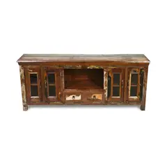 MEYA MUEBLES - Rack Pangon madera reciclada y vidrio muy resistente 70x170x40