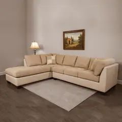 LATAM HOME - Sofá Seccional Padua Izquierdo Pu Beige Tela Velvet Beige